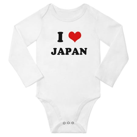 

I Heart Japan Love Japan Cute Baby Long Rompers Bodysuit (White 3-6 Months)
