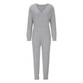 thumbnail image 4 of Women's Jumpsuits Fall Long Sleeve Rompers One Piece Outfits For Women 2025 Button up Lounge Wear, 4 of 4