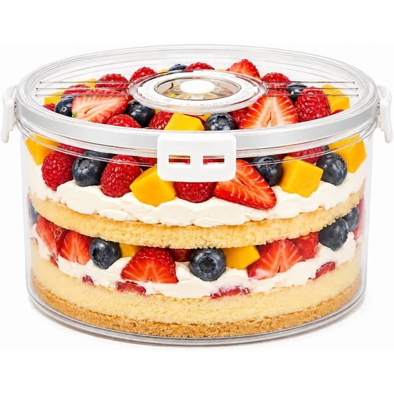 2.6L Trifle Bowl with Lid, 8.8-Inch Clear Plastic Punch and Serving Bowl with Sealed Cover, Large Salad, Fruit and Dessert Bowl for Cake, Cupcakes, Ice Cream and Holiday Parties