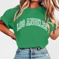 thumbnail image 2 of HomeDM Women's Short Sleeve Shirts, Crew Neck Letter Print Summer Loose Fit Tee Shirts Casual Tops - Green/L, 2 of 6