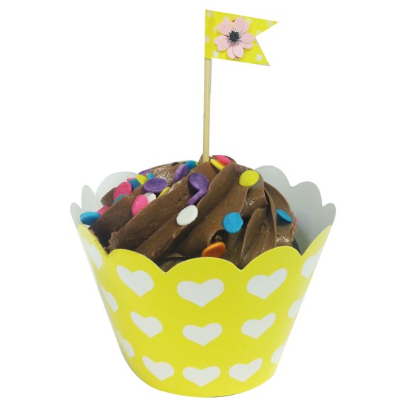 Wrapables® Standard Size Hearts Cupcake Wrappers (Set of 20), Yellow
