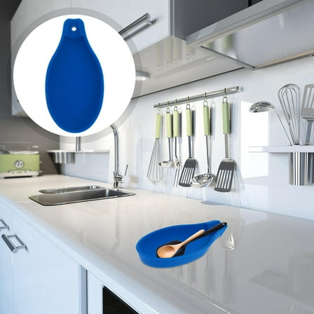 GOOHOCHY 2-Pack Blue Soup Spoon Rest and Kitchen Utensil Holder Organizer for Cooking with Slotted Design