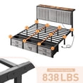 thumbnail image 6 of King Size Bed Frame with 5 Storage Drawers, LED Lights & Charging Station ,Quiet,Sturdy,and Easy to Assemble,Grey, 6 of 9