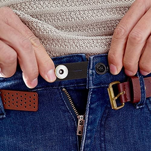 Zousen Denim Waist Extenders for Men and Women(6 Pack) Adjustable Waistband Expanders for Jeans Trousers Pants Buttons Extender Set, Blue, Large