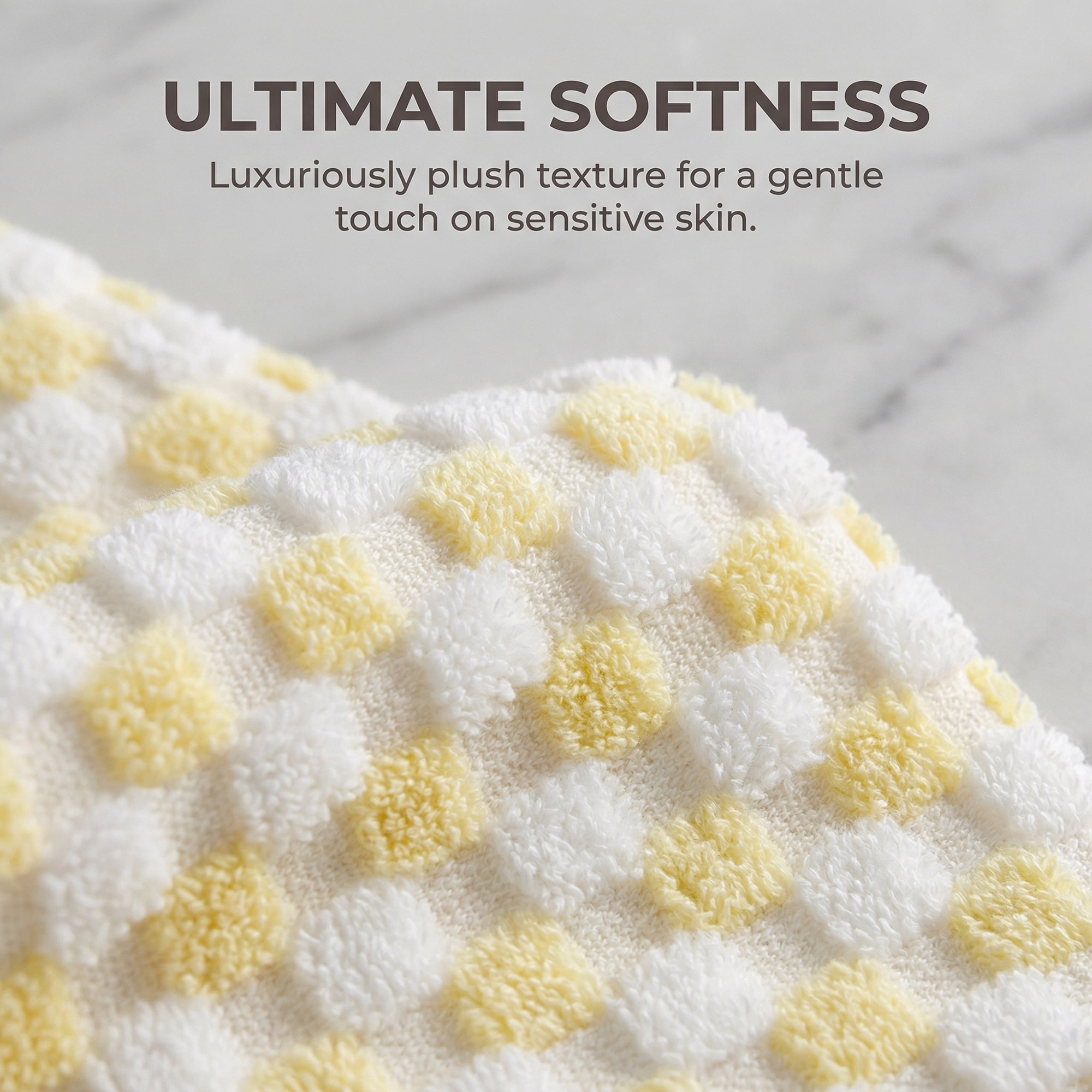 Unique Bargains Checkered Cotton Soft Absorbent Hand Towel Yellow 2pcs 29" x 13"