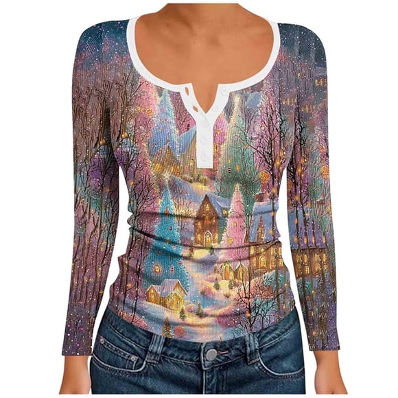 Womens Fall Clothes Round Neck Casual Tops for Fall and Winter