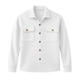 thumbnail image 4 of CBASIHI Womens Waffle Knit Long Sleeve Shackets- Oversized Lightweight Casual Fall Collared Button Down Shirt Jacket White Size L, 4 of 6