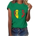 thumbnail image 2 of Itsame 4th of July Shirts Women Independence Day Short T-Shirt Sleeve American Flags Printed Short Sleeve Top, Round Neck Green, 2 of 4