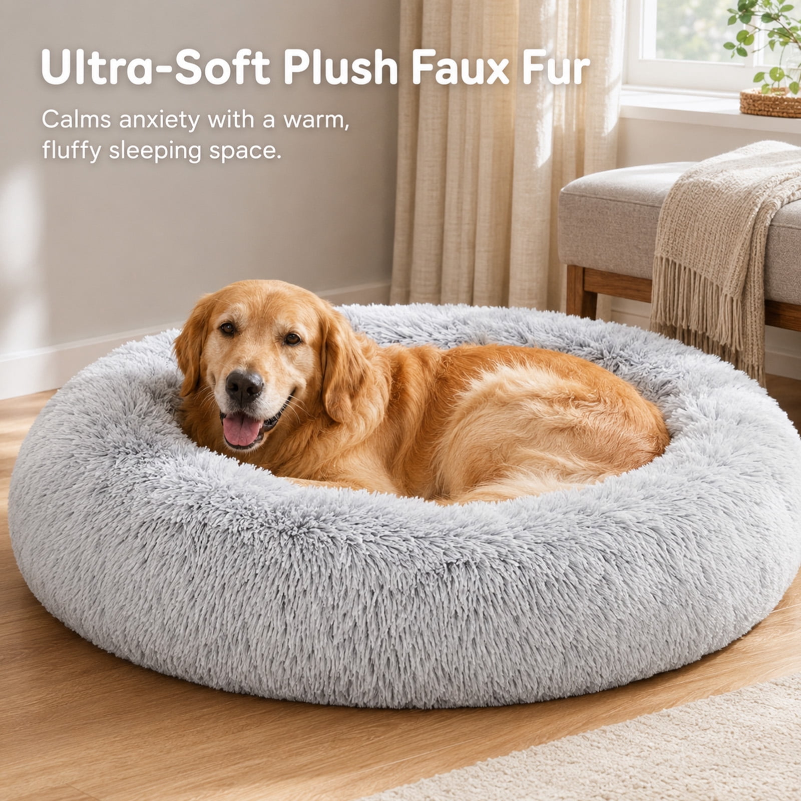 Alvantor 30''/36'' Dog Bed Comfortable Donut Cuddler Round Pet Beds Ultra Soft Washable Dog and Cat Cushion Bed, Fits up to 45 lbs/90 lbs Pets