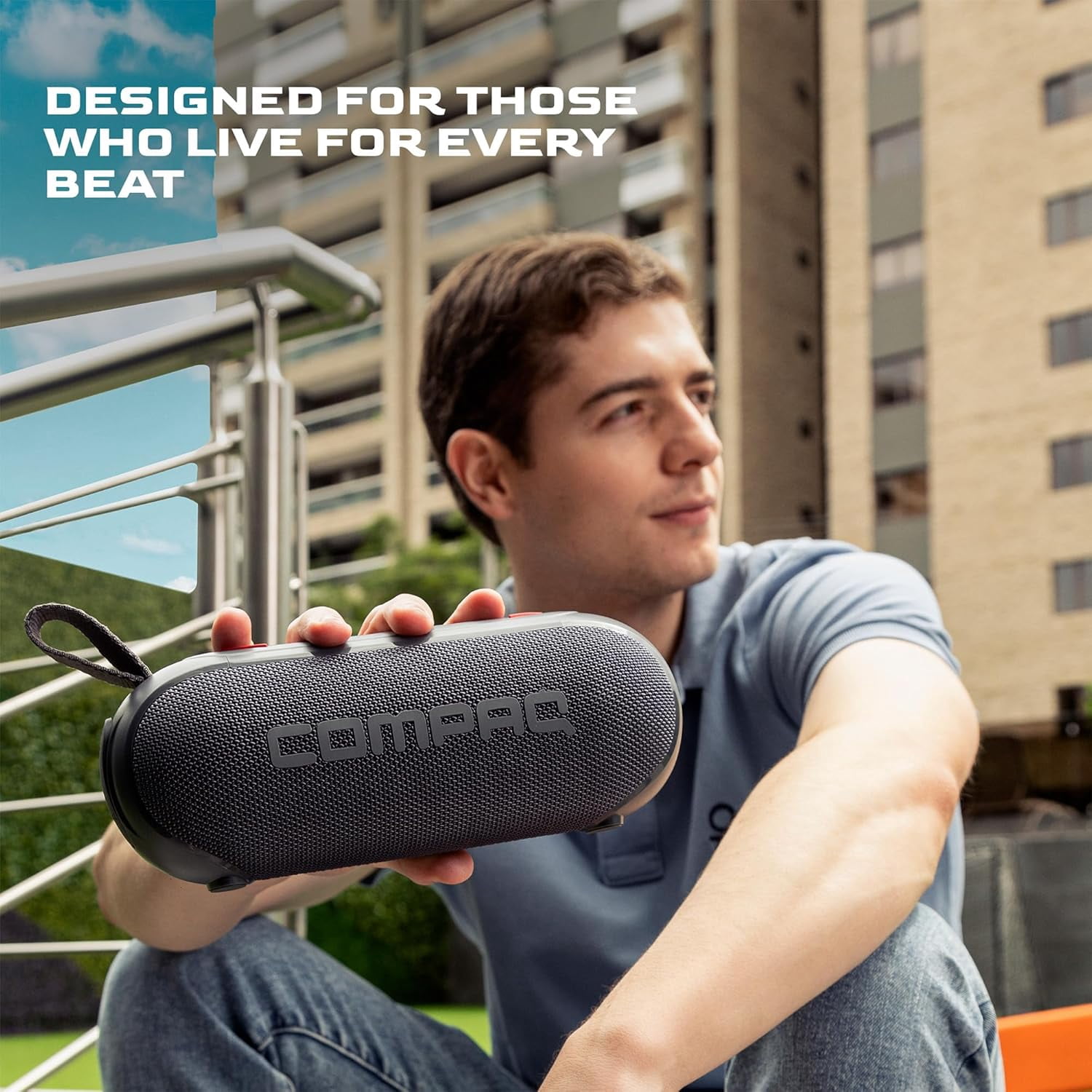 Compaq 10W Bluetooth Speaker – Portable Speaker with Bluetooth 5.0, IPX6 Waterproof, Uninterrupted Playtime, LED – Power and Performance for Indoor and Outdoor