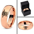 thumbnail image 4 of Tungsten Hockey Ring Band Ring 7mm Men Women Comfort Fit 18k Rose Gold Dome Polished, 4 of 4