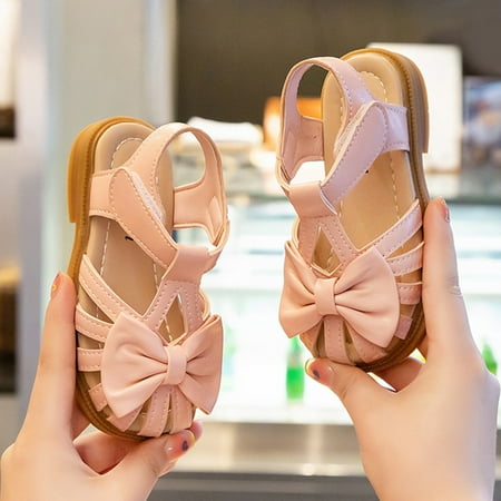 

Gubotare Summer Sandals Girls Dress Shoes Toddler Kids Heels Sandals Ankle Strap Wedding Party Phoebe Flower Girl Shoes (Pink 11.5)