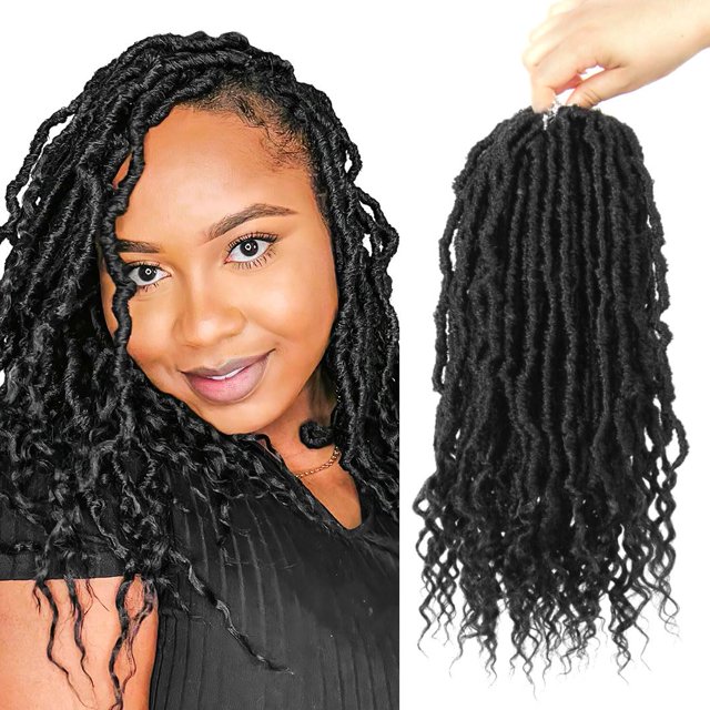 Bohobabe Faux Locs Crochet Hair 14 pulgadas Boho Soft Crochet Locs con extremos rizados cortos bohemios Goddess Locs Crochet Trenzas para mujeres negras (6 paquetes 2#)