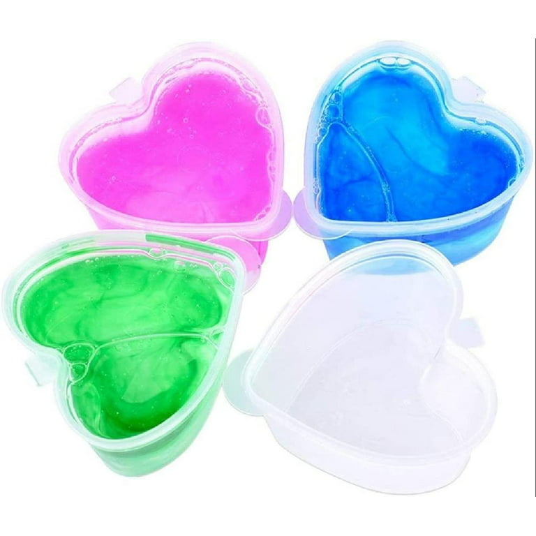 LJY 16 Pieces 5.1 oz Heart Shaped Slime Foam Ball Storage Containers Large  Capacity Plastic Box