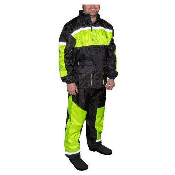 Fulmer Men's 452 Legacy Two-Piece Reflective Rain Suit - Black & Hi-Vis (3XL)