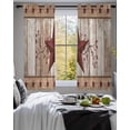 thumbnail image 3 of Red Texas Star Vintage Sheer Curtains 54 Inch Length 2 Panels Set for Living Room/Bedroom, Farmhouse Berry Brown Wooden Kitchen Curtains Grommet Semi-Sheer Curtains Drapes Window Treatments 42"x54"x2, 3 of 7