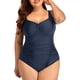 thumbnail image 3 of Traje de baño de una pieza Prolriy para mujer 2024, nuevo traje de baño para mujer, multicolor, con tirantes, sin espalda, liso, conservador, talla grande 1, traje de baño para mujer, azul marino M, 3 of 8