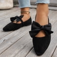thumbnail image 5 of KEGIRLOM Women's Fashionable Casual Wear Versatile Plus-Size Loafers Solid Color Bow Pointed Toe Flat Shoes Black 5.5, 5 of 8