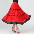 thumbnail image 4 of Color Block Layered Skirts Women Flared Maxi Spanish Traditional Festival Dance Skirt Red XL, 4 of 7