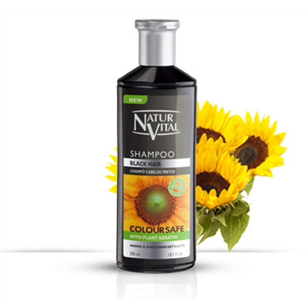 Natur Vital Hair Shampoo Henna Black Colour and Shine 300 Ml