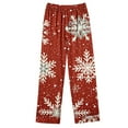 thumbnail image 3 of Lorytime Christmas Pjs Sets for Women Snowflakes Long Sleeved Collared Tops Elastic Waist Pants Cozy Sleepwear Gift, 3 of 4