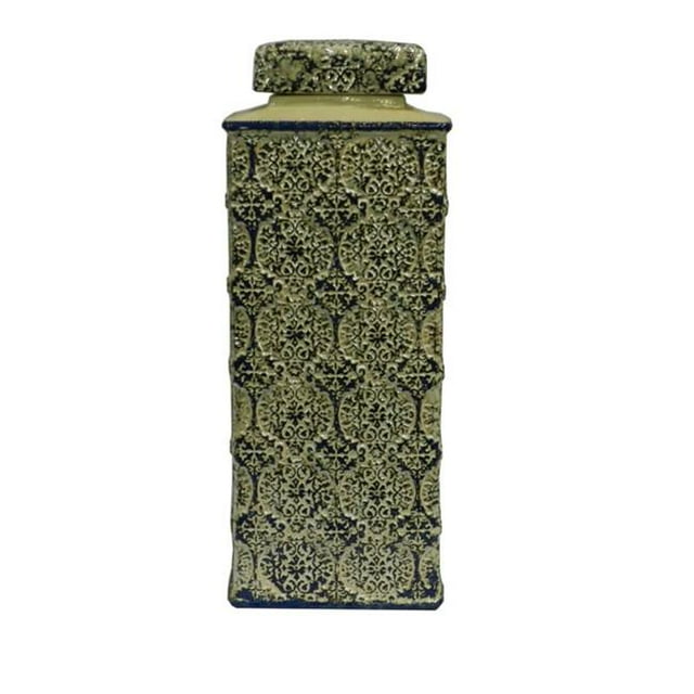 Benzara ETD-EN30849 Alluring Ceramic Vase, Green