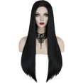 thumbnail image 1 of wonima44 FOVER Black Wigs for Gothic Costume Women Long Black Wig with Necklace Natural Cute Straight Wigs FE029BK, 1 of 1