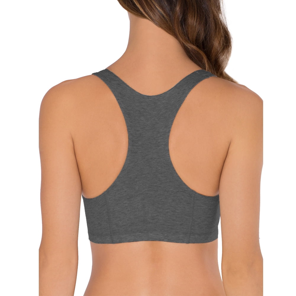 Fruit of the Loom Women's Racerback Style Cotton Sports Bra, 3-Pack, Style-9012