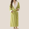 thumbnail image 2 of Oksale Midi Flannel Bathrobes for Women with Pockets Ultra Soft Plus Fleece Robes with Belt Cozy Long Sleeve Nightgowns Warm Heavyweight Housecoats Green M, 2 of 4