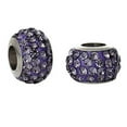 thumbnail image 3 of Stainless Steel European Style Charm Beads Round Silver Tone Purple Rhinestone, 3 of 3