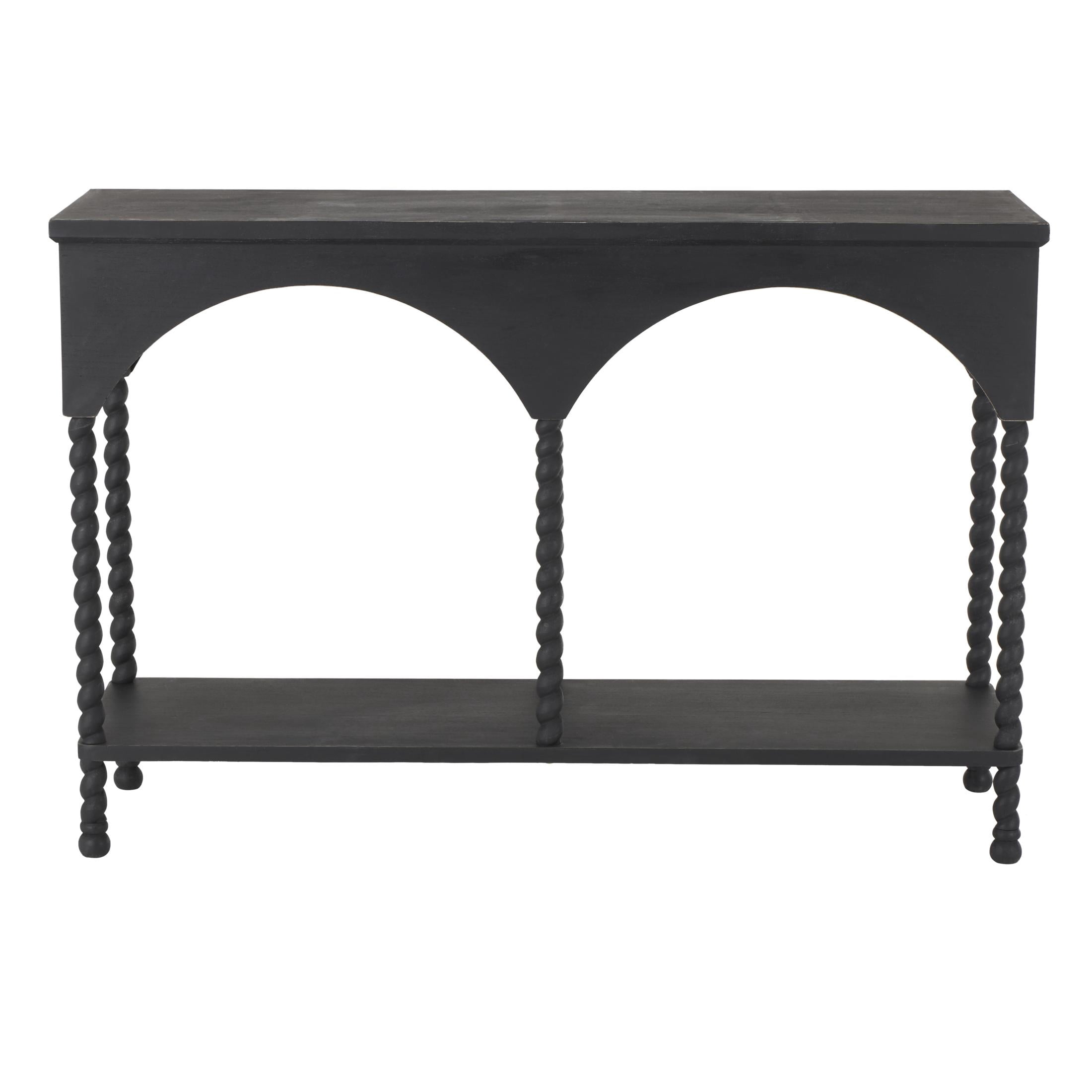 DecMode 47" x 32" Black Wood Arched Console Table, 1-Piece