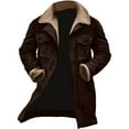 thumbnail image 5 of Zimjoy Mens Suede Jacket Western Regular Fit Double Breasted Trench Coats Windproof Lapel Collar Wool-Blend Brown Peacoats Casual Long Trench Coats Thermal Winter Jackets, Coffee L, 5 of 5