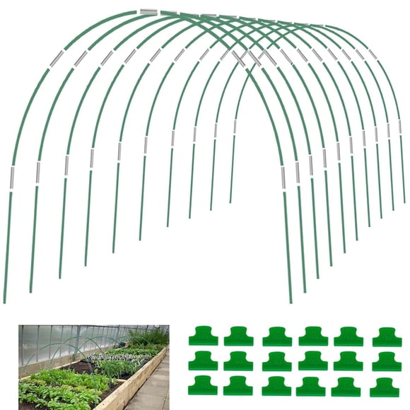 60Pcs Greenhouse Hoops for Raised Beds,8ft Greenhouse Hoops,Grow Tunnel,10 Sets Garden Hoops Rustproof Plastic Coated Steel Support Frame H