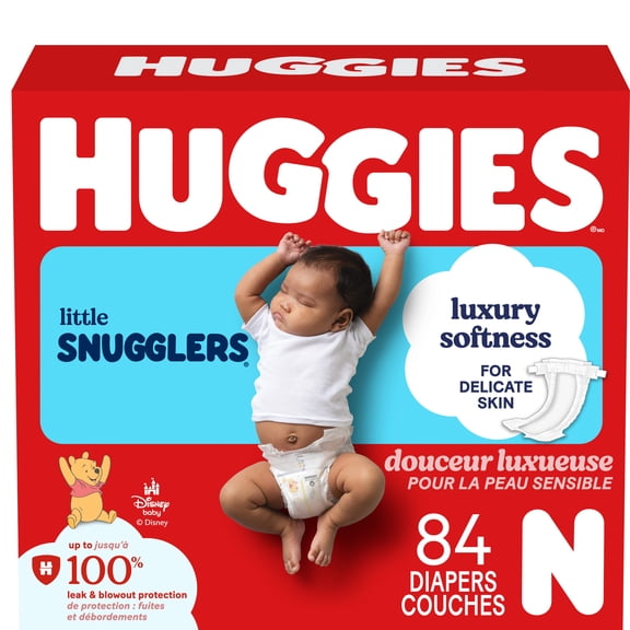 Huggies Little Snugglers Baby Diapers, Size Newborn (up to 10 lbs), 84 Ct