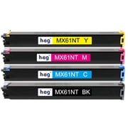 MX61NT MX-61NT Toner Cartridge High Yield Compatible for Sharp MX-61NT BA CA MA YA MX-2651 3051 3071 3551 3571 4051 4071 Printer Ink 4-Pack
