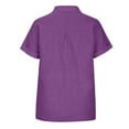 thumbnail image 4 of Summer Savings! Jerdar Women's Button Up Shirts Cotton Short Sleeve Blouses V Neck Casual Tunics Shirt Solid Color Tops with Pockets Purple S, 4 of 5