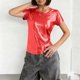 thumbnail image 2 of Tops de Cuello Redondo para las Mujeres de Moda Primavera Verano Manga Corta Base Blusa, Poliéster Suave Fresco Uso Diario, 2 of 6