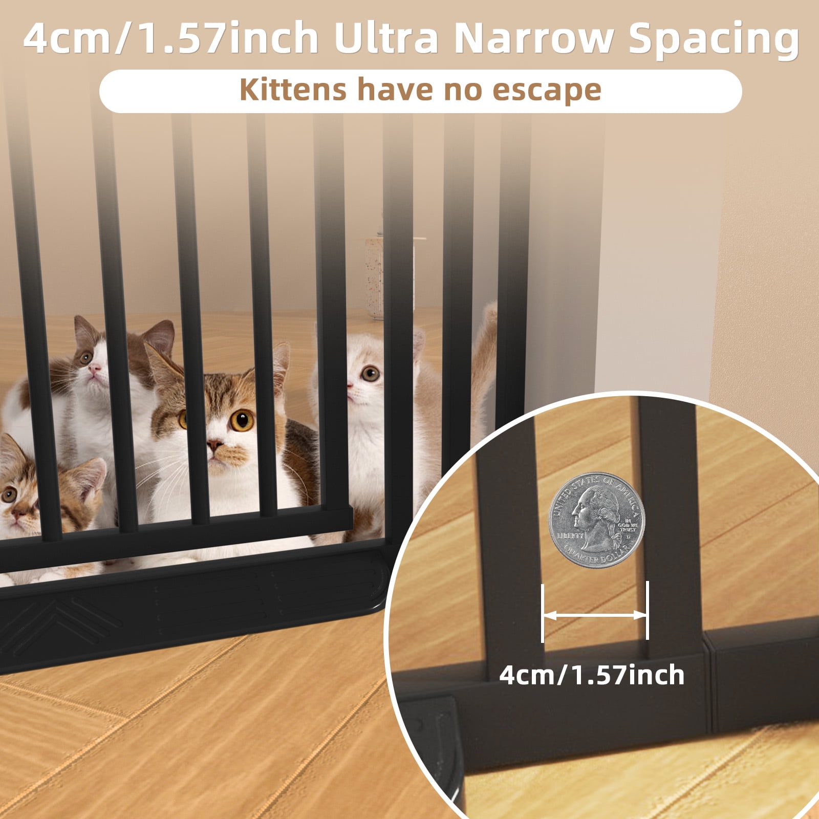 YUFU 47"-87" Extra Tall Pet Gate Metal Safety Gates 27.5"-31.5" Adjustable Width Adjustable Height For Cats Pressure Mounted