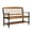 Teak+Black, variant on GZXS 51-Inch Acacia Wood Bench with Storage Shelf, Rustic Farmhouse Accent Seating with Hand-Carved Details, Teak with Black Arms, Easy Assembly