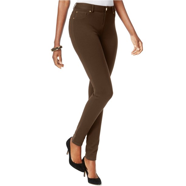 I-N-C Womens Curvy Ponte Skinny Casual Chino Pants coffeebean2 14x28