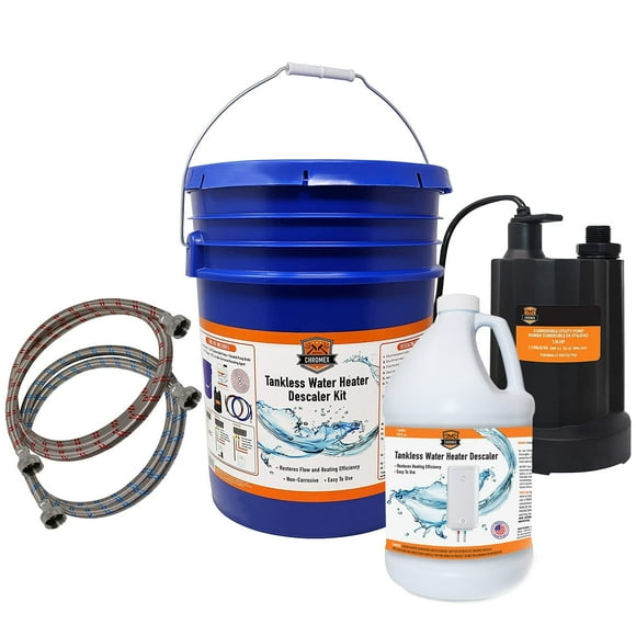 Chromex Tankless Water Heater Flush Kit with Gallon Liquid Descaling Solution and 1/6HP Extra Strength Pump
