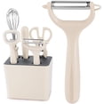thumbnail image 1 of Pelador de Verduras, 6 Piezas Utensilios de Cocina con Bloque Acero Inoxidable Tijeras Pelador Batidora y Sacacorchos y Que Son Útiles para Cortar Frutas Verduras y Abrir Botellas, Pela papas, 1 of 4