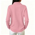 thumbnail image 4 of Long Sleeve Polo Shirts for Women Golf Shirt Button-Down Collar Work Blouse Side Slits Casual Tops Watermelon Red M 1 Pcs, 4 of 5