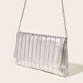 thumbnail image 3 of husxh Women Clutch Purse Pleated Metallic Pu Envelope Handbag Flap Crossbody Purse Shiny Hobo Bag Wedding Party Bridal Purse, 3 of 9