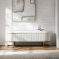 thumbnail image 2 of 50.5" Upholstered Storage Bench For End of Bed Entryway Bedroom Ottoman Ivory, 2 of 9