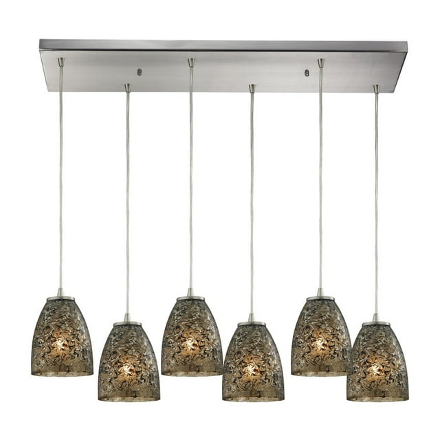 ElkGroup International Fissuration 6 Pendentif Lumineux en Nickel Satiné et Verre Fumé