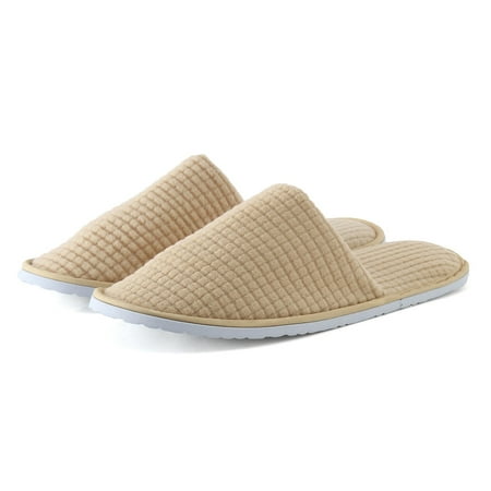

Cathalem Fuzzy Slippers Women Men And Women Disposable Slippers Hotel Home Stay Coral Velvet Antiskid Sole Disposable Cotton Shoes Khaki 8.5