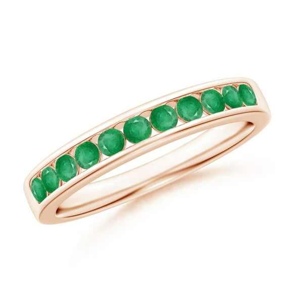 ANGARA Natural Channel Set Half Eternity Emerald Wedding Ring in 14K Rose Gold for Women (Size-2.1mm) | May Birthstone, Birthday, Anniversary, Jewelry Gift for Women | Natural Emerald Ring
