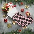 thumbnail image 6 of Coolnut 2 Pack Christmas Stockings 17.7 Inches Cute Heart Flower Black Pink Check Large Size Xmas Cable Stocking Gifts & Decorations for Family Holiday Xmas Party, 6 of 6