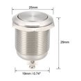 thumbnail image 2 of Interruptor de botón pulsador Uxcell con recubrimiento de cobre y níquel 250V 3A tipo enclavamiento tono plateado, 2 of 5